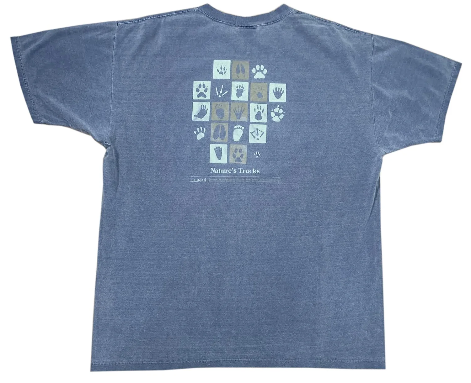 Vintage LL Bean Nature's Tracks Slate Blue T-Shirt (Size XL) — Roots